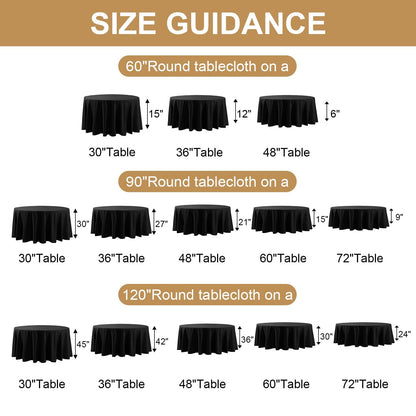 Yemosa 10Pack Black Round Tablecloth 90 Inch, Polyester Fabric Round Table Cover, Stain & Wrinkle Resistant Washable Table Cloth for Wedding, Party, Banquet, Dining Decor