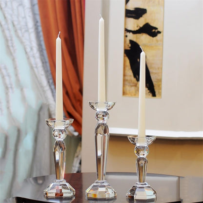 Candlestick Holders Creative Crystal Candlestick Elegant Candle Holder Centerpiece for Wedding, Church, Halloween, Dining, Home Decor Candle Holders(Large)