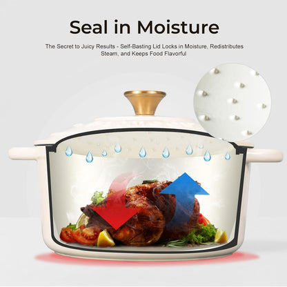 5.5QT Parmedu Enameled Cast Iron Dutch Oven for Sourdough Bread Baking, Easy Cleaning, Versatile for Stewing, Roasting