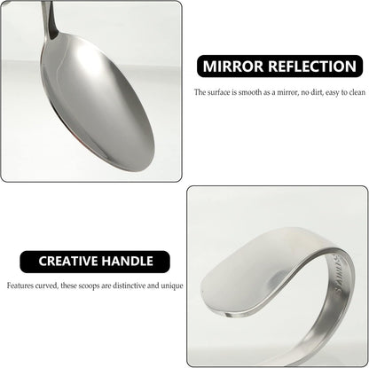 Hemoton 6pcs Bent Spoon Set, Curved Handle Stainless Steel Salad, Serving, Canape, Buffet Spoons
