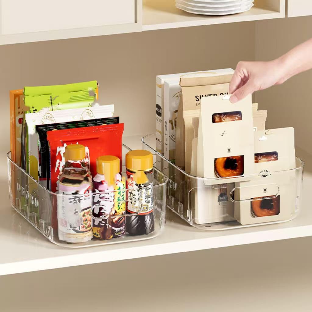Reflygen Kitchen Organiser,Multi-Compartment Spice Packet Storage Box Suitable For Kitchen,Fridge And Spice,Tea Bag,Seasoning Packet Storage(Transparent)