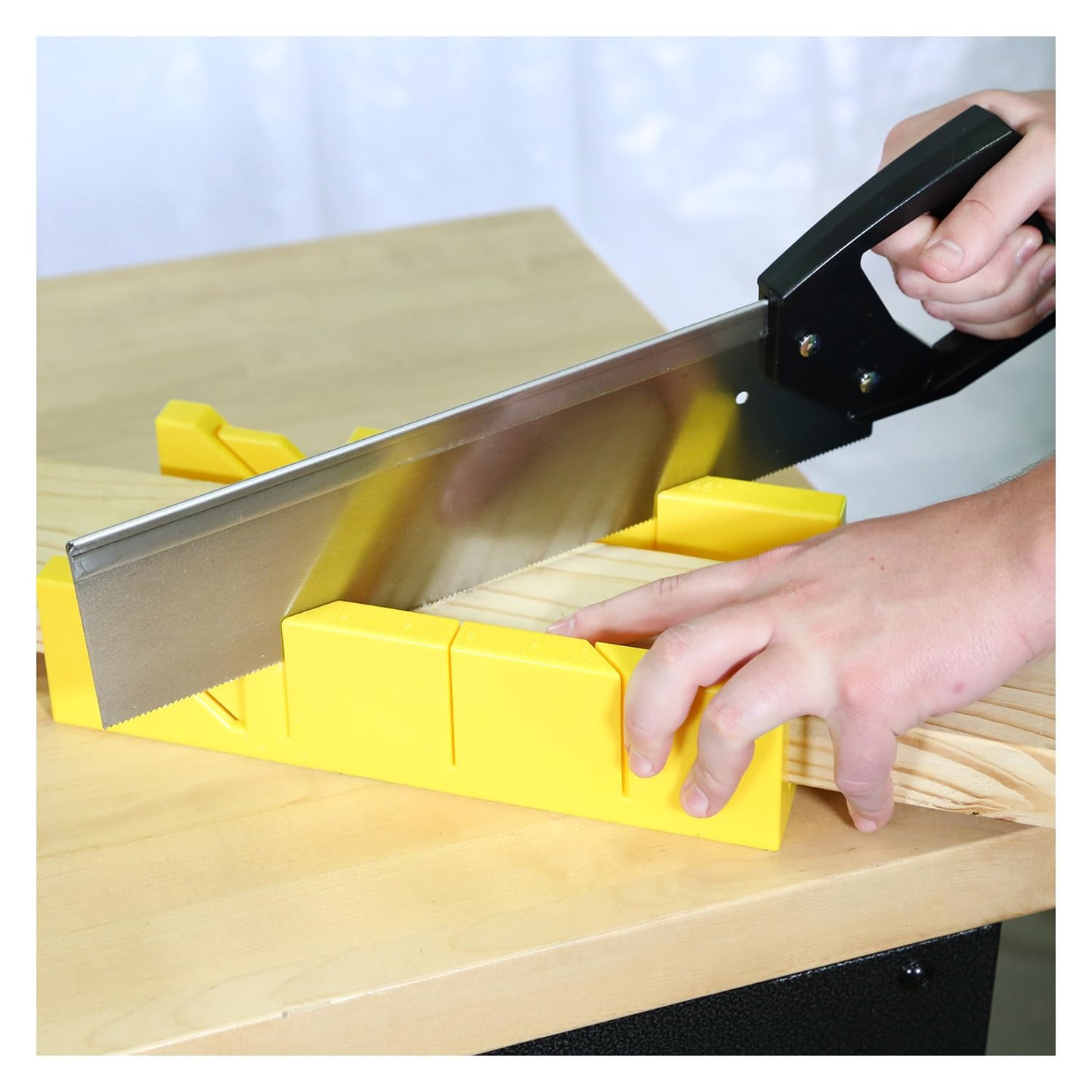 GreatNeck BSB14 Mitre Box and Saw Set, 12 Inch Mitre Box with 14 Inch Back Saw, Precision Cuts for Trim and Molding, Woodworking and Beveled Corner Cuts