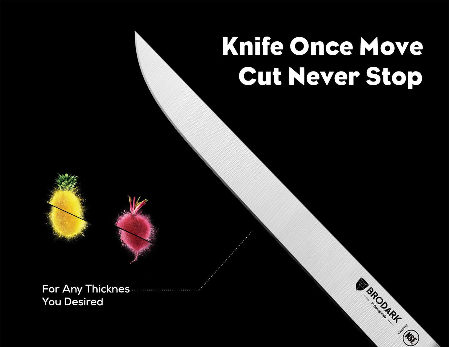 BRODARK Boning Knife - 7" Deboning Knife for Meat Cutting - High Carbon Stainless Steel, One Piece Design Fillet Knives - NSF Certified, Shark Series