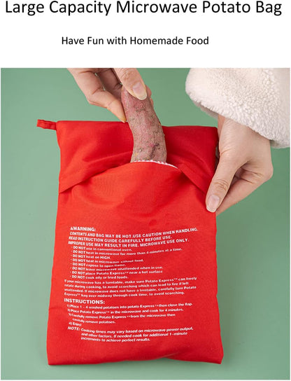 VASANA 4PCS 4 Reusable Express Microwave Potato Bag Saving Time Baking Fabric Pouch Bag for Any Type of Potatoes Bake