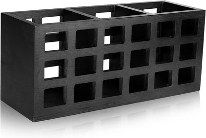 Ayiaren Farmhouse Wooden Silverware Utensil Caddy, Cutlery Holder Organizer for Kitchen Countertop and Table