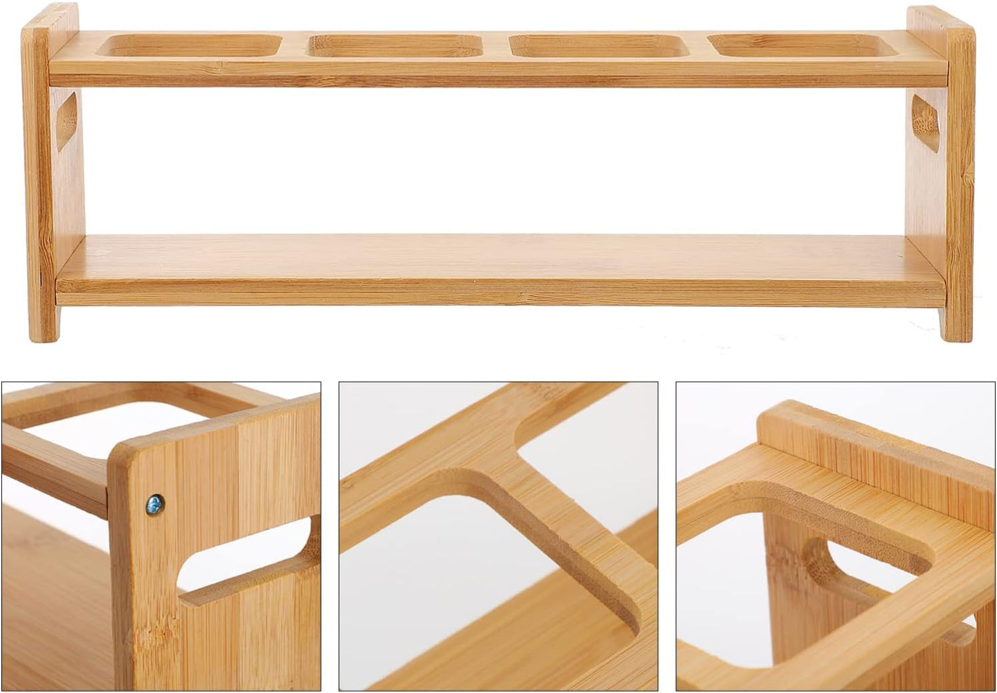 Wooden Spice Rack Organizer for Kitchen Countertop, Cabinet for Spice Bottles, Jars, Seasonings, Baking Supplies