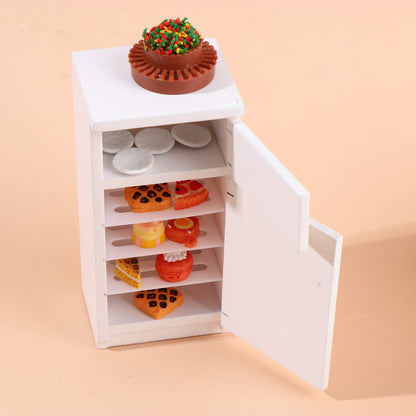 Dollhouse Kitchen Furniture Kit 1:12 Doll House Miniature Suite Wooden Kitchen Cabinet Fridge Set Dining Room for Miniature Dollhouse Furniture Scenes Accessories