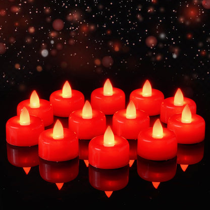 Amagic 24 Pack Red Flameless LED Tea Lights Candles Battery Operated, Electric Fake Tealight Candles for Votive, Wedding, Table Centerpiece, Party, Aniversary, Proposal, Halloween, Christmas
