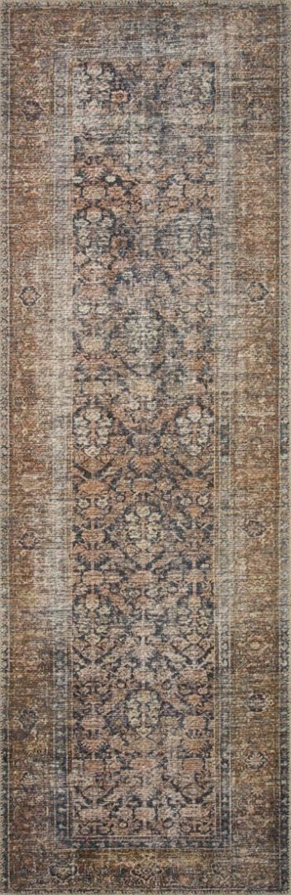 Loloi Amber Lewis Billie Collection, Ink & Salmon 3'-6" x 5'-6" Area Rug – Antique & Distressed Accent Rugs for Living Room, Bedroom, Entryway & Hallway, No Shed High Traffic Area Home Decor Rug