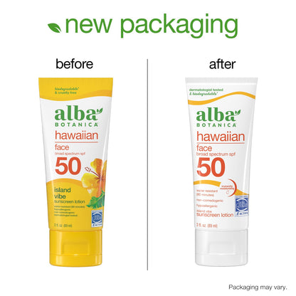 Alba Botanica Sunscreen Lotion, SPF 50, Island Vibe, 3 Oz