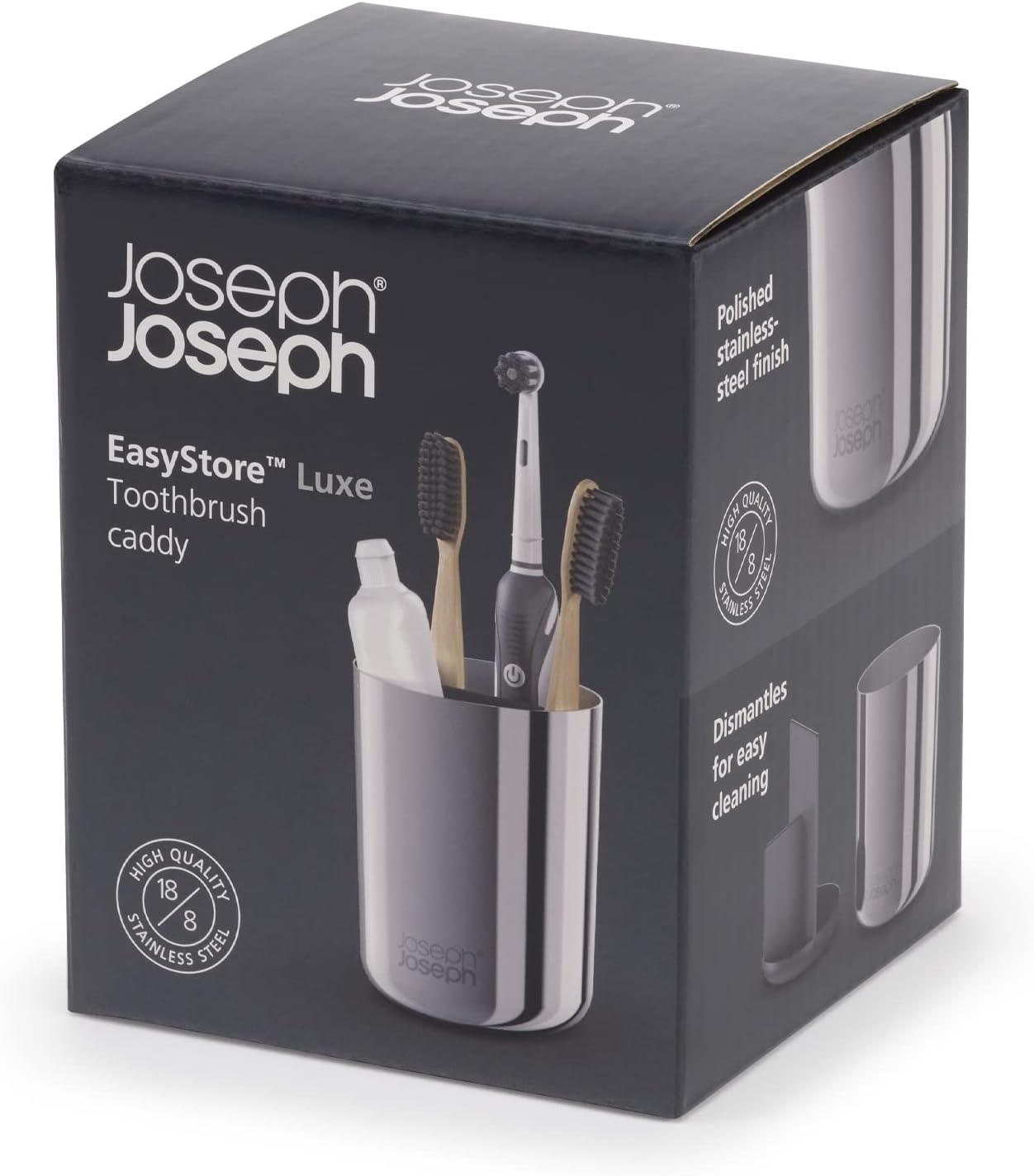 Joseph Joseph EasyStore Luxe Stainless-Steel Toothbrush Caddy