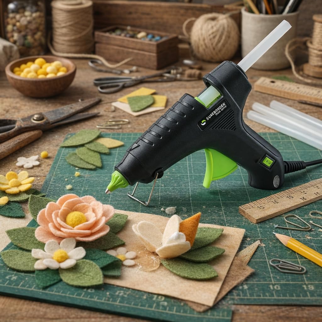 Surebonder Hot Glue Gun Full Size, Dual Temperature 40W Glue Gun for DIY, Craft, & Home Repair, Uses 7/16" Glue Sticks, Black