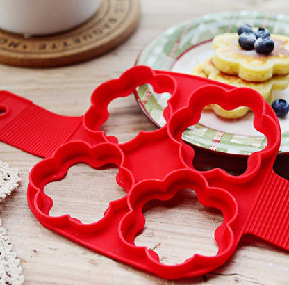 Flip N Cook Silicone Pancake Mold, 2pcs (Flower + Square)