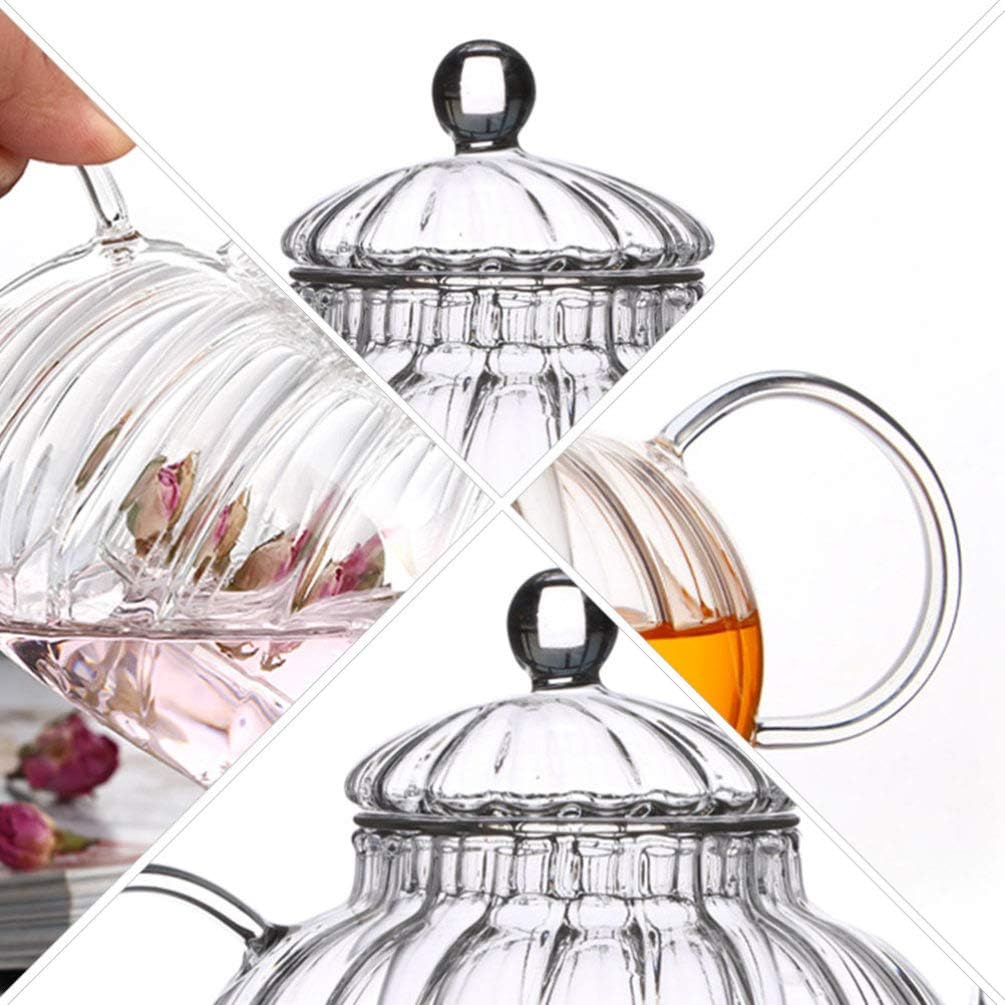 Glass Teapot with Infuser, Loose Leaf and Blooming Tea Maker, Stovetop Safe Kettle