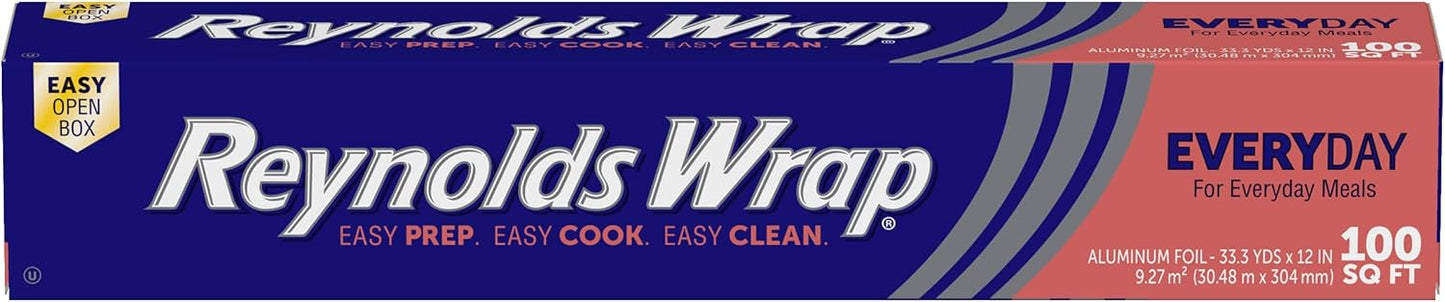 Reynolds Wrap Aluminum Foil Roll - Everyday Strength, Freezer & Grill Safe, 12" Wide, 100 Sq. Ft.
