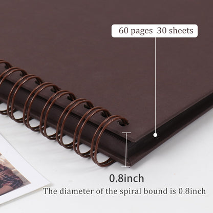RECUTMS 10 x 10 Inch DIY Scrapbook Album 60 Pages Hardcover Kraft Paper Scrap Book Photo Albums Memory Book for Wedding and Anniversary Family (Coffee)