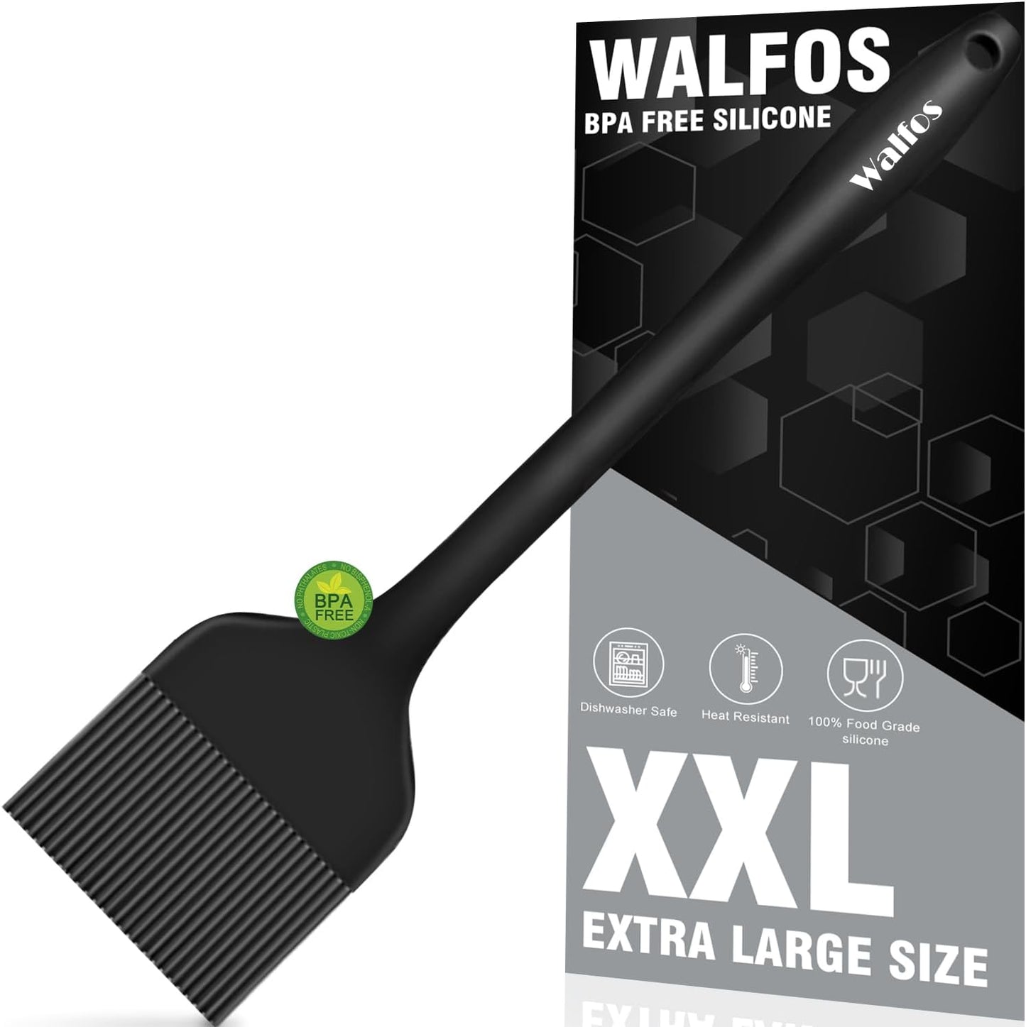 WALFOS Extra Large Silicone Basting Pastry Brush - 2.5 inch Wide Bristle Brush for BBQ Grill Baking Kitchen Cooking