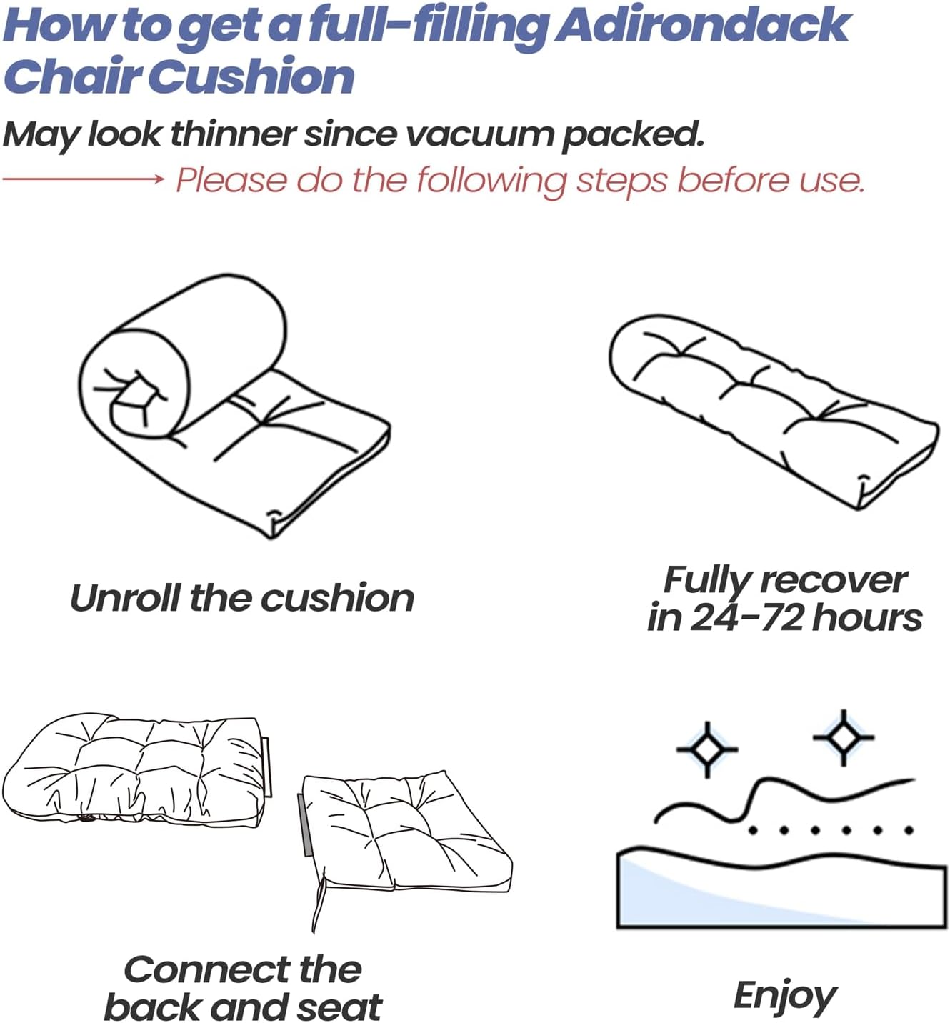 50x20x4 Inch, Crestlive Products Adirondack Chair Cushion, Outdoor Rocking Chair Cushion Water Resistant High Back