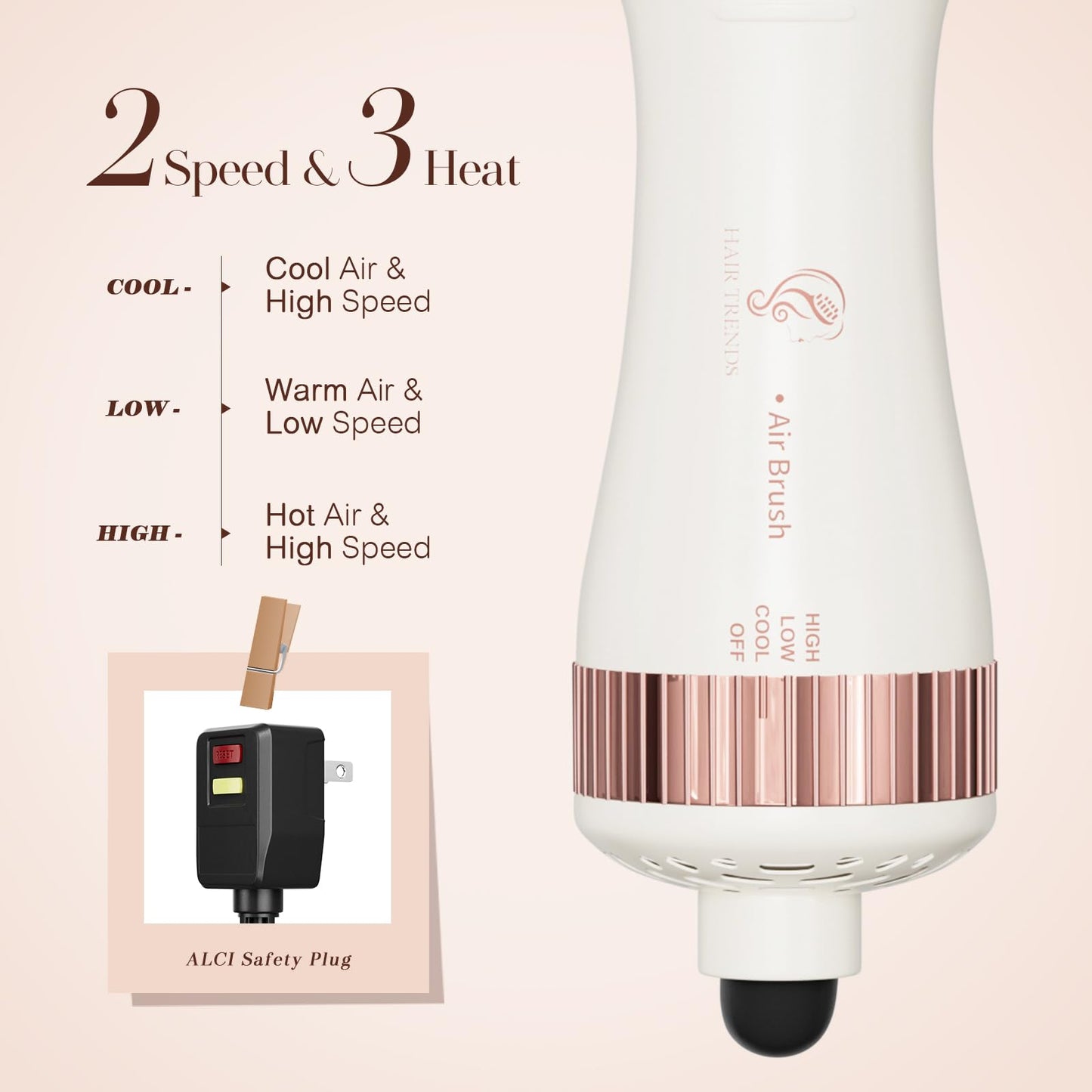 110-240V Travel Brush Hair Dryer, Small Hair Straightener Brush with European Plug Adapter for International Travel, 4 in 1 Hot Air Styler & Dryer for Drying Straightening Curling Volumizing