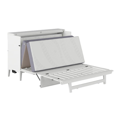 AFI, Santa Fe Queen Murphy Bed Chest with Mattress and Built-in Charger, White