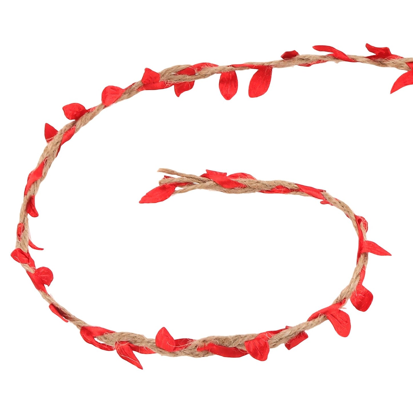 YUENPUN 328 Ft 5MM Burlap Leaf Ribbon, 10 Rolls 33 Ft Natural Jute Twine Rope, Jute Twine with Red Leaves Ply Braided Burlap Ribbon Artificial Leaves Vine Rope for Wedding, Party, Garden Decor