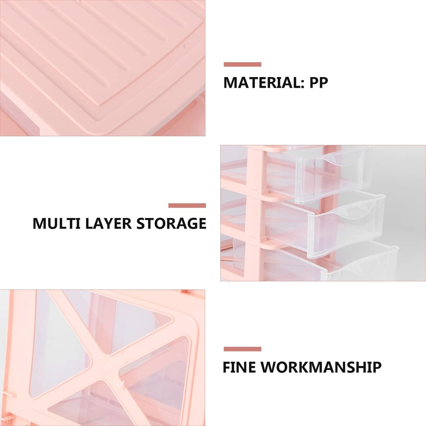 STOBOK 4 Layers Plastic Storage Drawer, Multifunctional Desktop Organizer for Home and Office