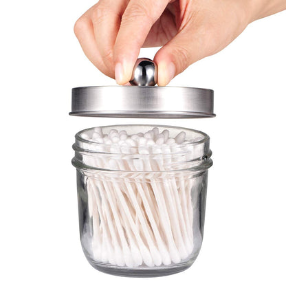 Amolliar Mason Jar Bathroom Accessories Set(4 Pack) - Foaming Soap Dispenser&Qtip Holder &Toothbrush Holder-Rustic Farmhouse Decor Bathroom Organizer Apothecary Jar Country Countertop (Brushed Nickel)