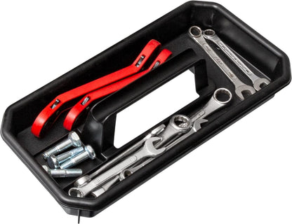 Akro-Mils 14-Inch Plastic Toolbox with Removable Tray, Steel Latch & Padlock Eye, Industrial-Grade Tool Box for Tools, Crafts, First Aid & Hobby Supplies, 14" x 8" x 8", Made in USA, Black (09514)