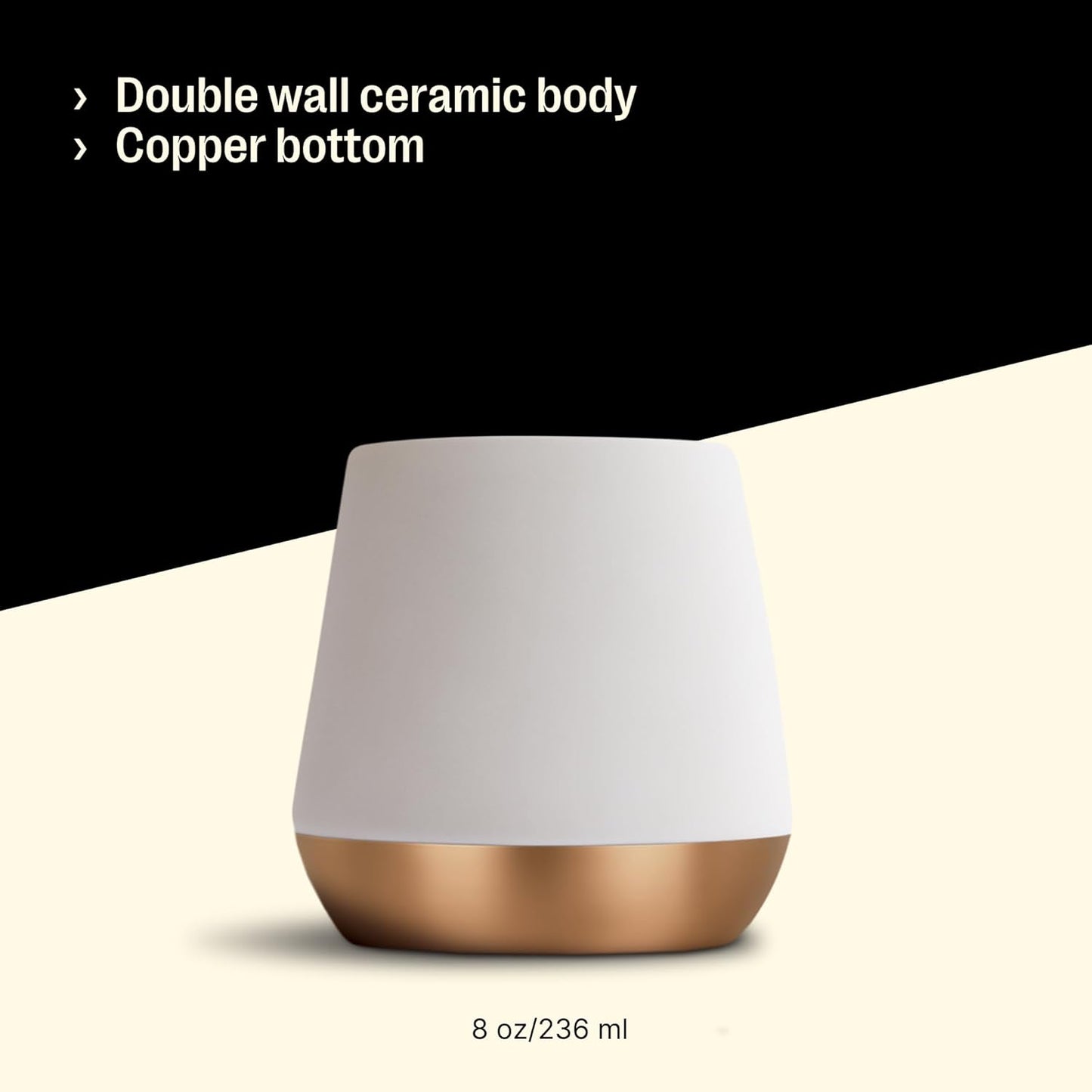 Fellow Joey Double Wall Ceramic Coffee Mug - Refined Matte White, Single 8 oz Cup