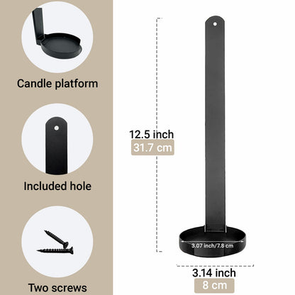 AimtoHome Black Wall Candle Sconces Set of 2, Cast Iron Wall Mounted Candle Holders, Multi-Purpose Farmhouse & Minimalist Modern Decor for Living Room, Hallway