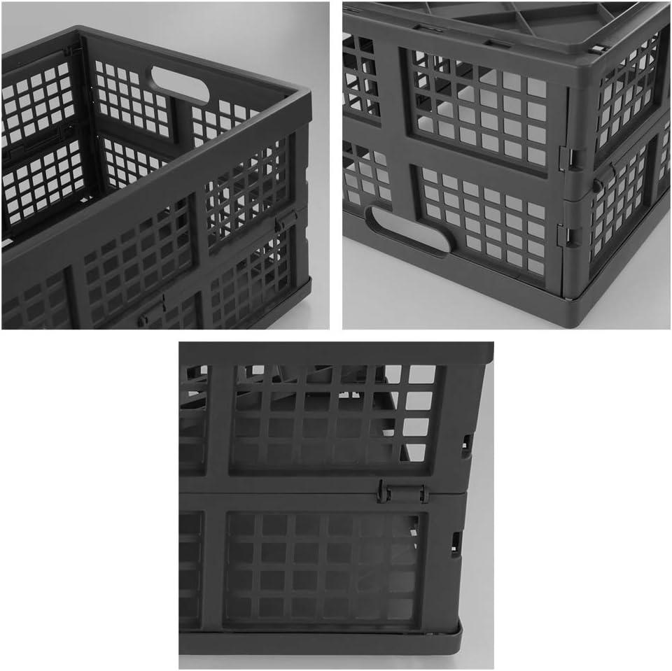 Ramddy 34 3 Packs, Collapsible Milk Crate Quart Stackable Folding Crate for Storage - Save Space