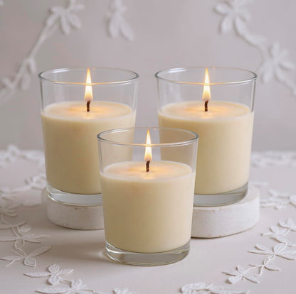 Mister Candle – Set of 9 Lavender Scented Votive Candles in Glass Holders, Hand Poured Soy Wax, 12 Hour Burn Time, Aromatherapy Candles for Spa, Weddings, Parties, Gifts