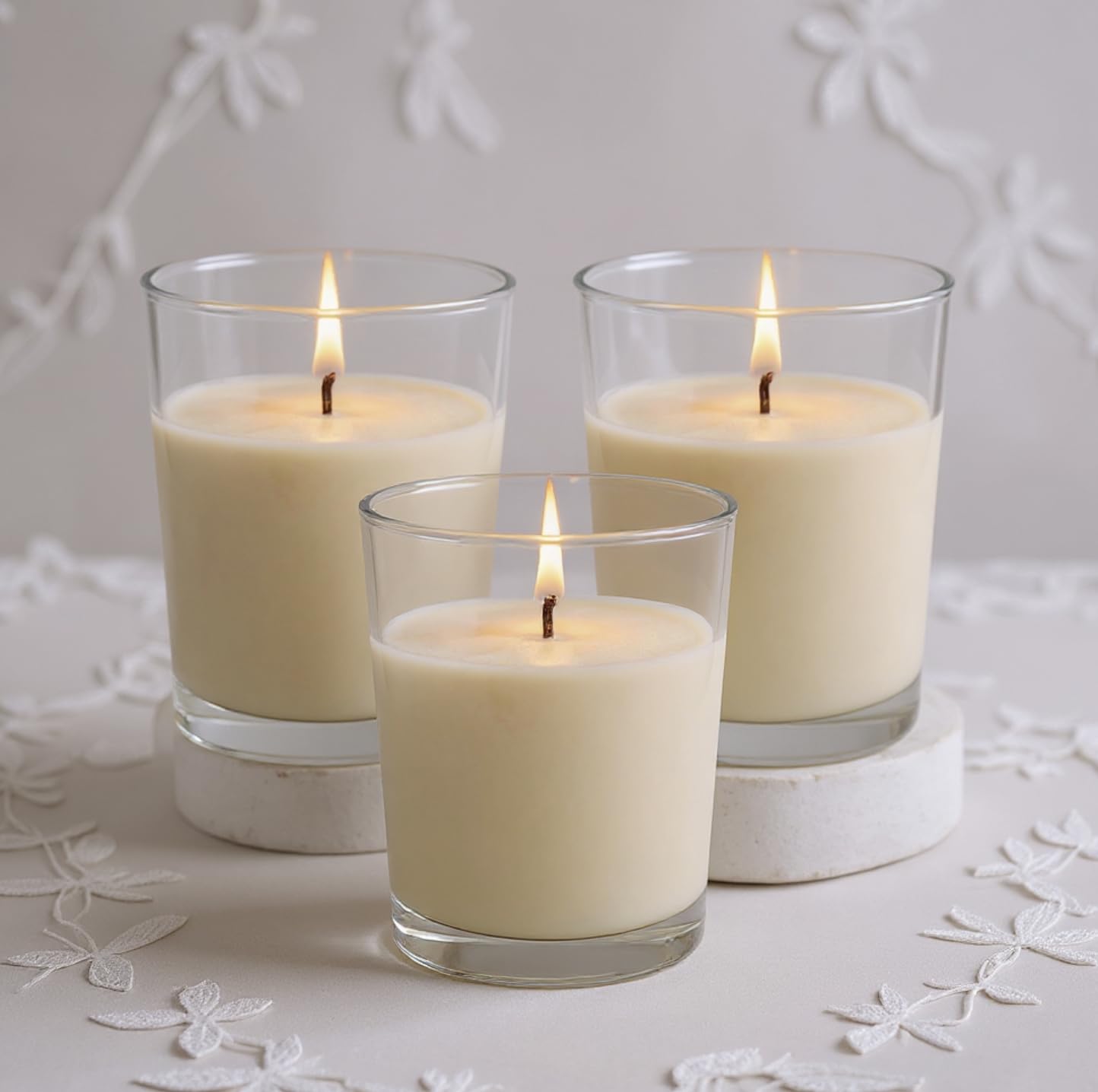 Mister Candle - 2" Glass Votive Candles – 54 Pack, Soy Wax Filled Candle Holders, 10 Hour Burn Time, Hand Poured Unscented White Votives for Weddings, Events, Emergency Use, Party Favors