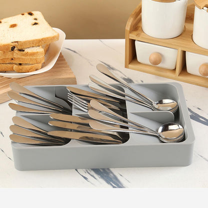 6 Slots Silverware Cutlery Drawer Organizer, Kitchen Utensil Tray for Flatware, Spoon and Knives Storage, Neat &