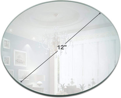 PARNOO 12 Inch Round Mirror Plate, Set of 12, 1.5mm Thick Glass Tiles with Smooth Edges for Candle Wedding Centerpieces
