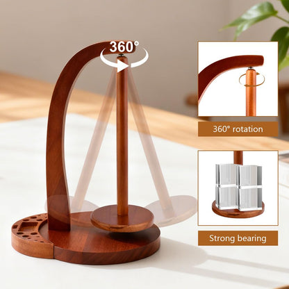 Magnetic Rotating Crochet Yarn Holder with Storage Box - 2-in-1 Wooden Yarn Spinner & Organizer for Knitting Accessories, Yarn-Ball Windder for Crocheting Projects