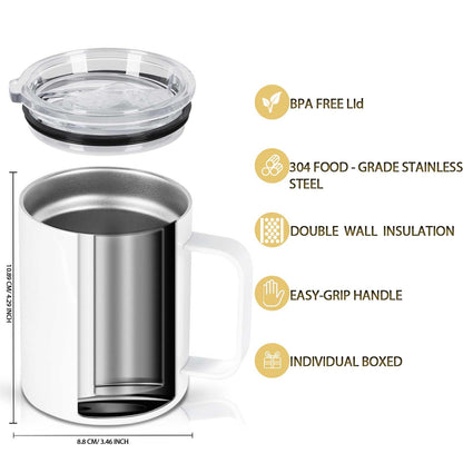 Wzaytia 12 Oz Sublimation Coffee Mug Blanks With Handle, 4 Pack Stainless Steel Sublimation Coffee Tumbler, Individually Boxed, White