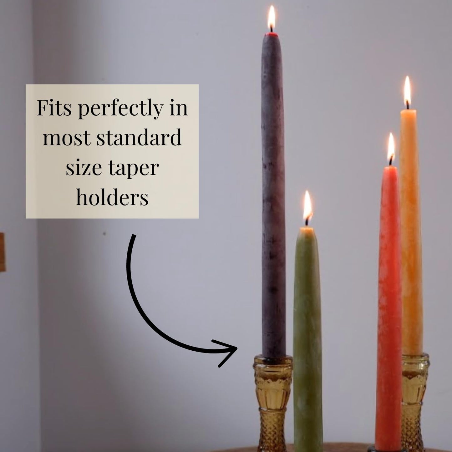 Candlestock Beeswax Taper Candles – Standard 7/8" Diameter, Pure 100% Natural USA Beeswax, Cotton Wick, Dripless, Long-Burning, Handmade in Woodstock, NY- 8 Inches - 1 Pair (2 Candles) - Plum Purple