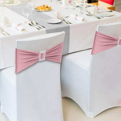 Joccun Spandex Chair Sashes - 30 PCS Stretch Covers with Buckle Slider for Weddings & Events | Dusty Pink