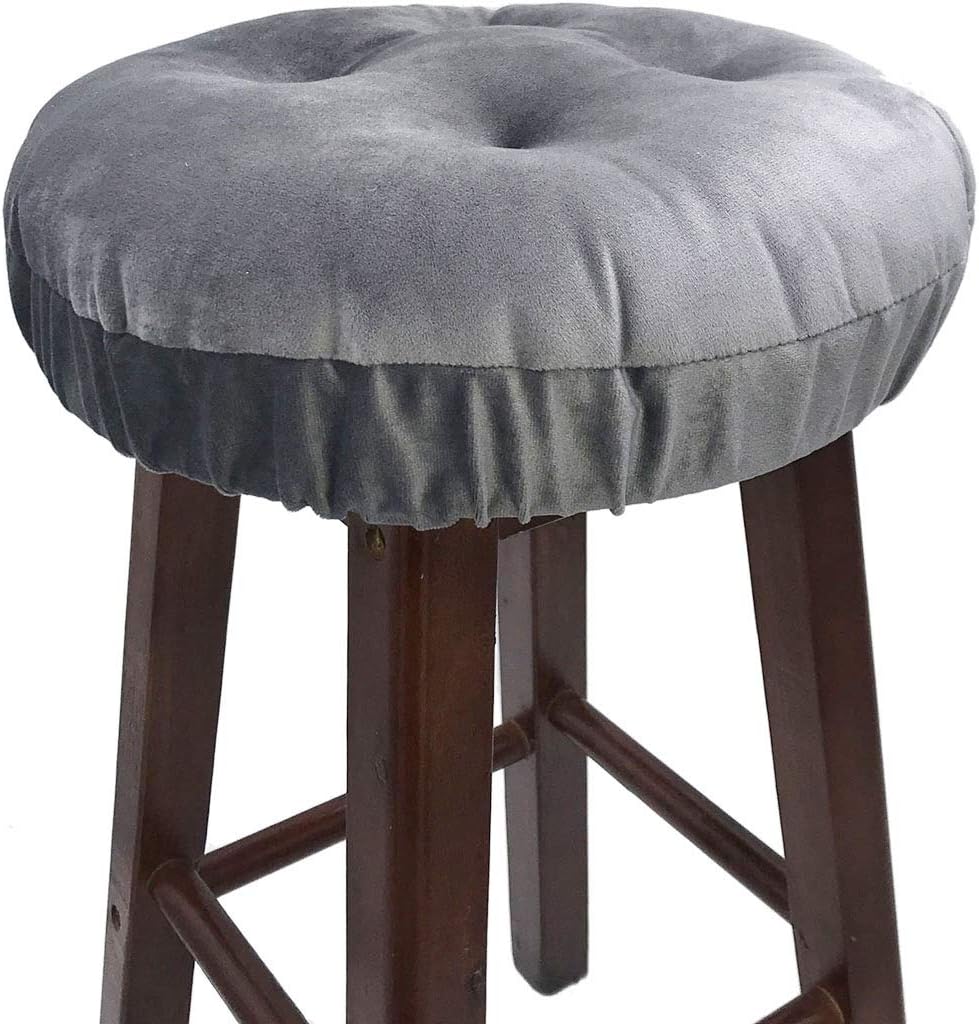14" Augld Bar Stool Cushion Soft Velvet Padded Round Stool Cover Velvet Grey