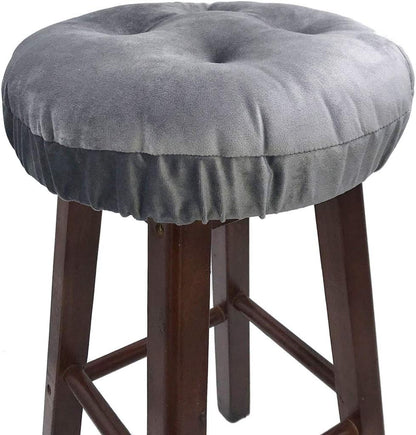 14" Augld Bar Stool Cushion Soft Velvet Padded Round Stool Cover Velvet Grey
