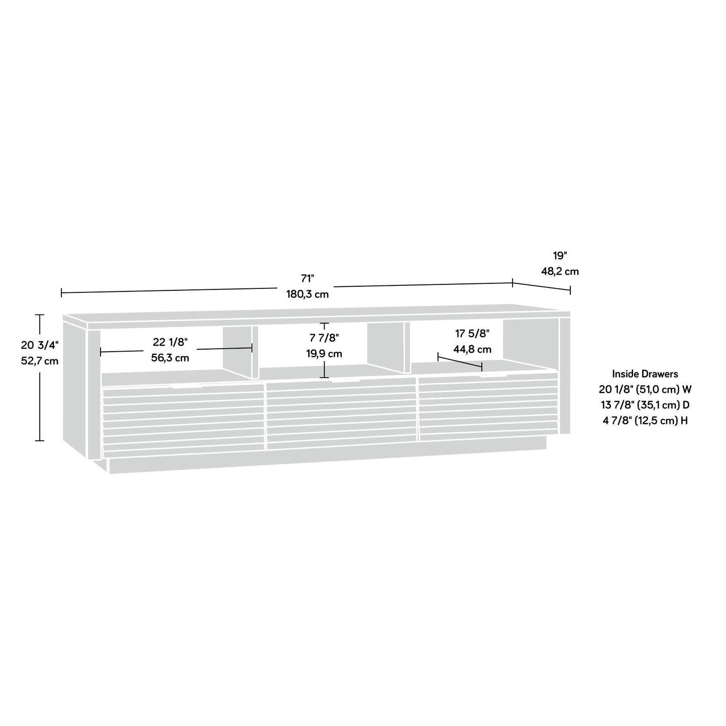 Sauder Harvey Park TV Credenza, Accommodates up to 70-Inch TV, Large Credenza - Grand Walnut Finish
