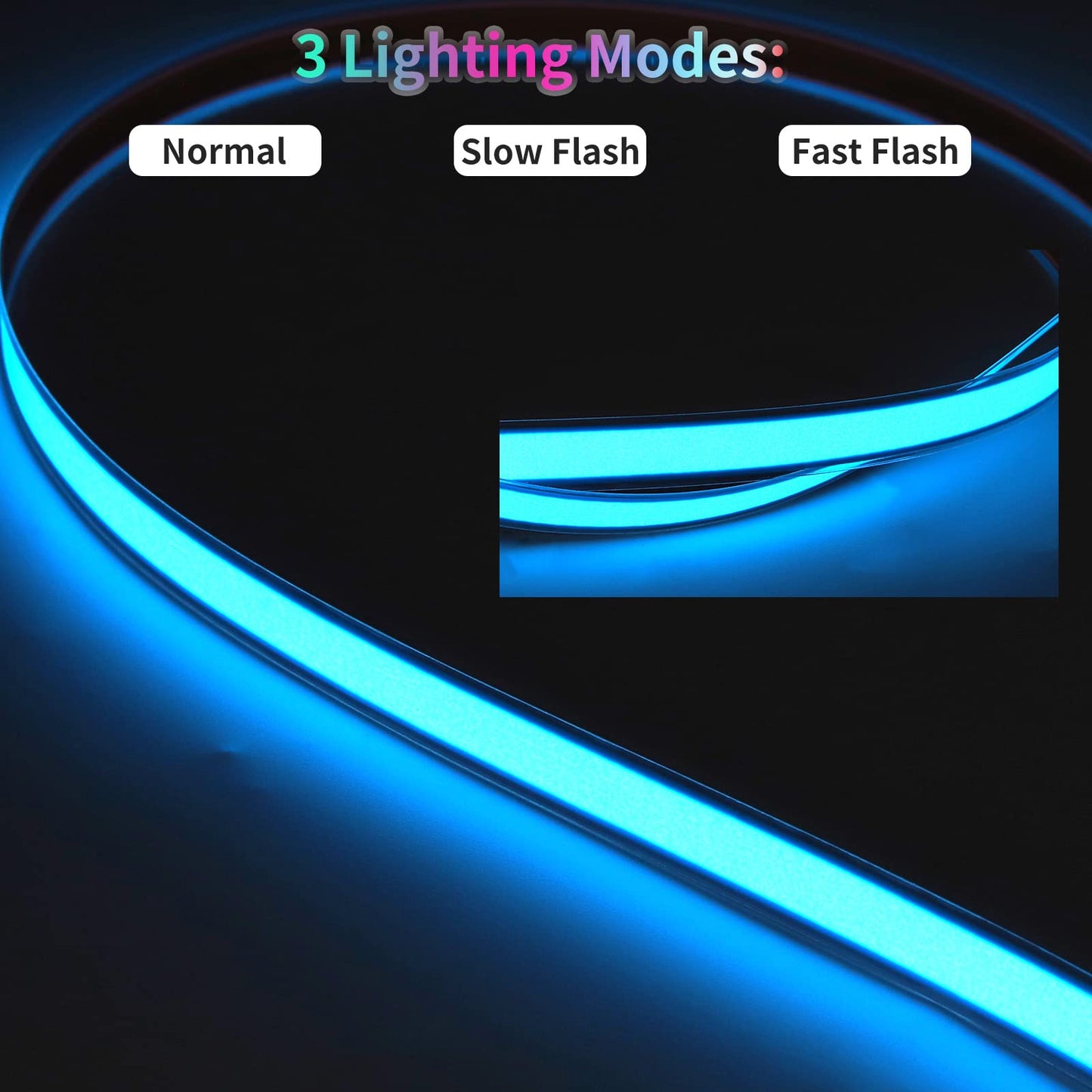 jose2015 Biqing 3 Ft/1M EL Wire Light,Neon Glowing Electroluminescent Wire Light Kit Cuttable DIY EL Wire Strip 3Mode Stay/Slow/Fast Flash with Battery Pack for Cosplay Party Decoration(Blue)