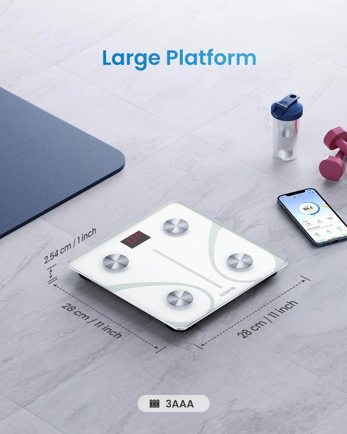 RENPHO Smart Scale for Body Weight, Digital Bathroom Scale BMI Weighing Bluetooth Body Fat Physician Scale, Body Composition Monitor Health Analyzer with Smartphone App, 400 lbs - Elis 1