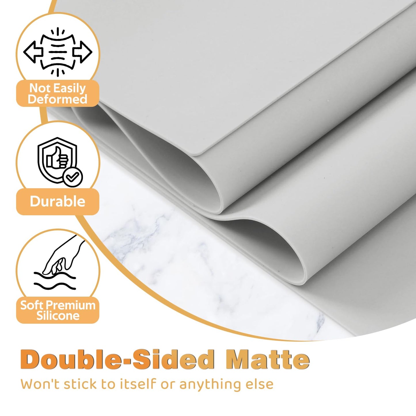 49.2" x 15.7" Large Silicone Mat for Kitchen Counter Protector, Cuttable Silicon Countertop Protector Mat Heat Resistant Mats for Countertop, Cut to Fit Placemat Ship Roll by Foepoge, Gray