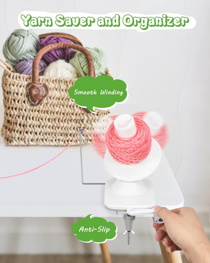 Light-Grey Yarn Winder for Crocheting - Hand-Cranked Yarn Ball Winder - Neat Yarn Cake Winder - Yarn Spinner Roller - Crochet and Knitting Accessories