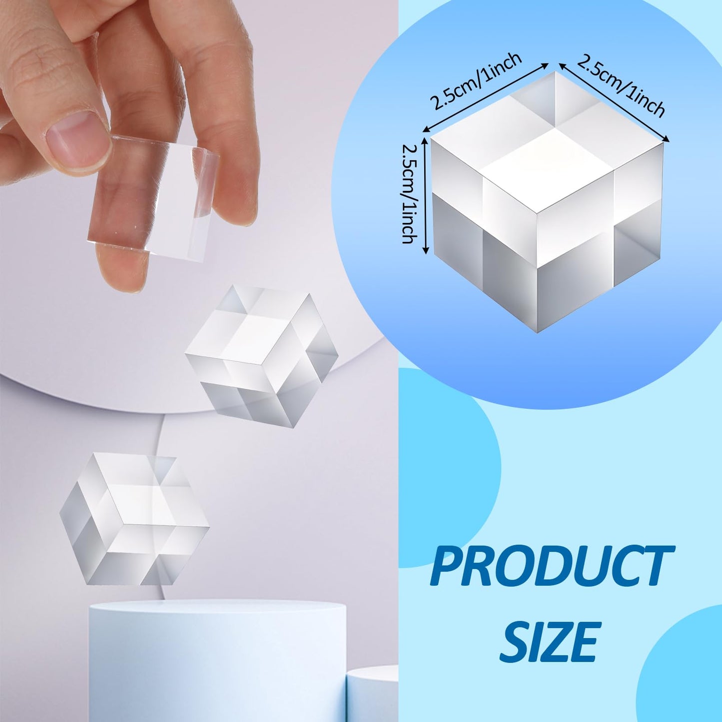 DIVINA VITAE 16Pcs Acrylic Square Display Block Clear Polished Acrylic Risers Display Stands 1 x 1 x 1 Inch Cubes Solid Pedestal Stand for Jewelry Perfume Collection Showing