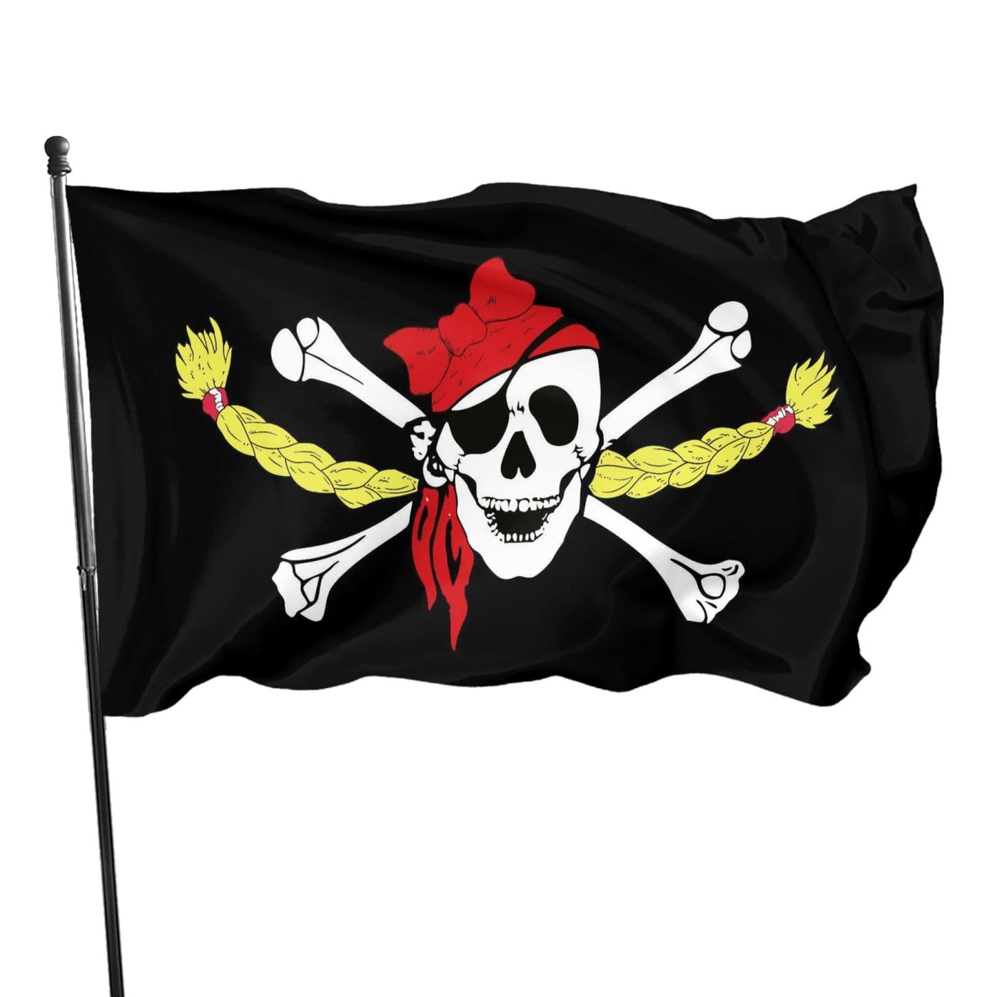 Gril Pirate Skeleton and Crossed Bones Flag 3x5 Ft Outdoor Indoor Funny Fun Garden Yard Banner Decor Sign Metal Grommets