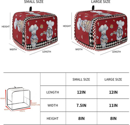 Kitchen Chef Gnomes Toaster Cover, 2 Slice, Rustic Red Checkered Dessert Toaster Oven Cover