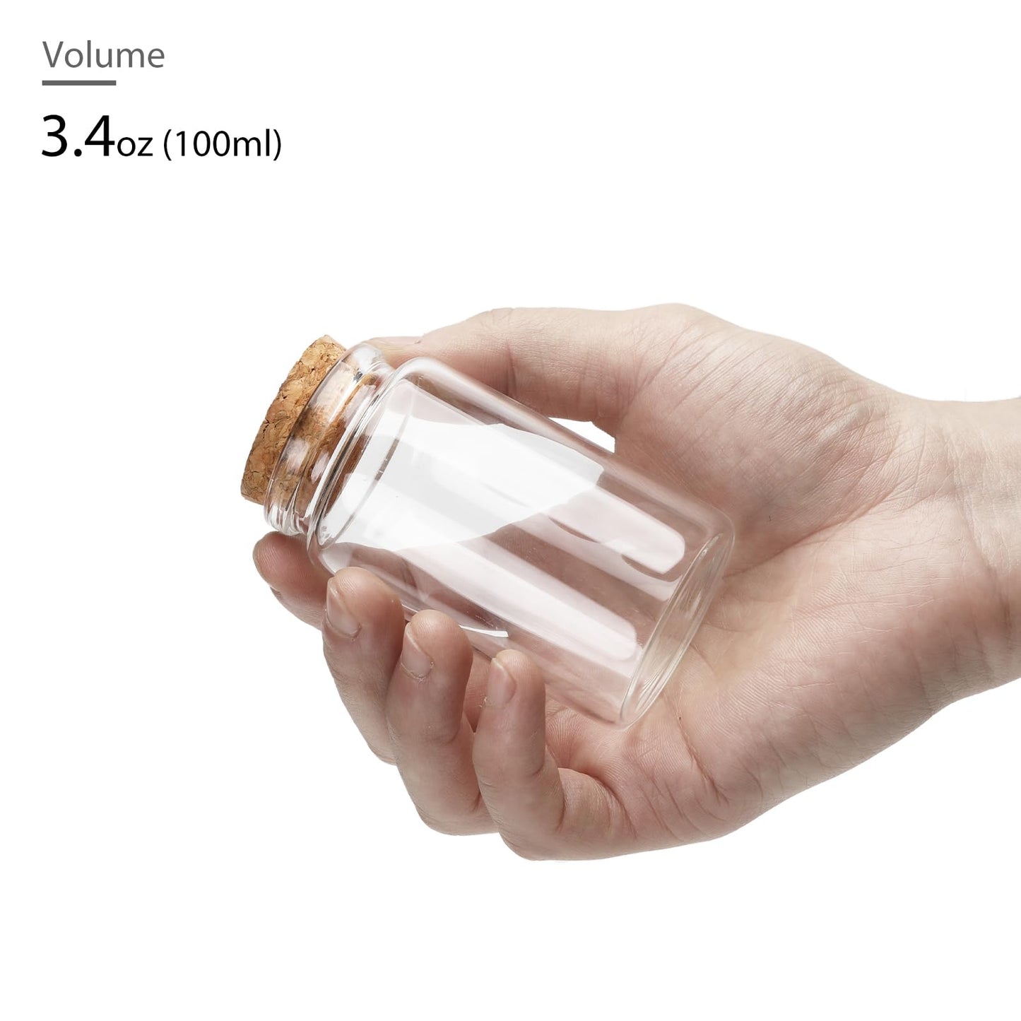 4pcs 100ml / 3.4 oz. Small Glass Jars with Cork Lids, Spell Jars, Glass Bottles with Cork, Decorative Bottles, Potion Bottles, Cut Jar Vials for Art Crafts DIY Decoration Party Favors Wedding Gift